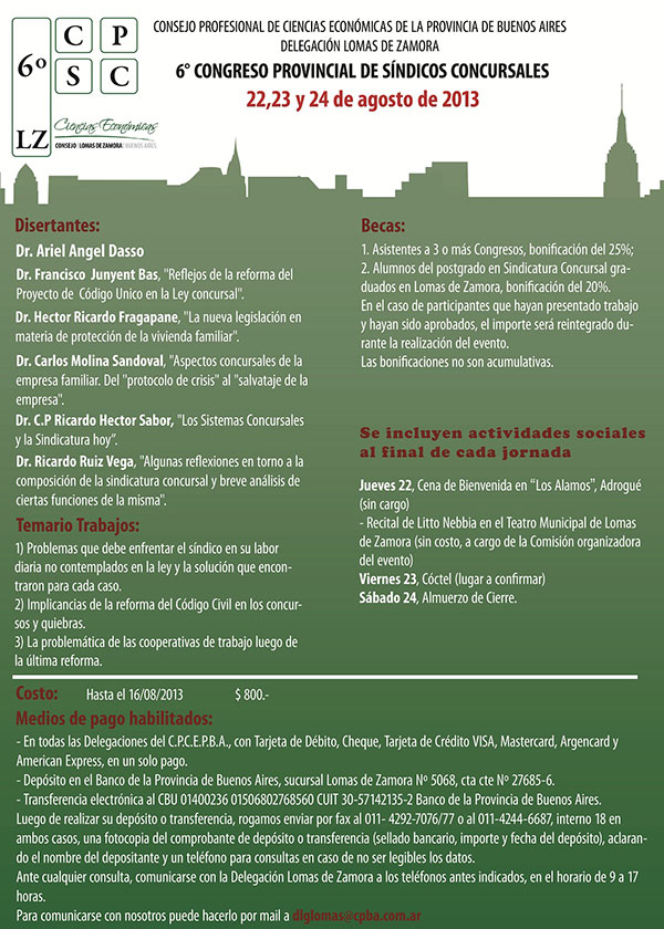 6 Congreso Provincial de Sndicos Concursales